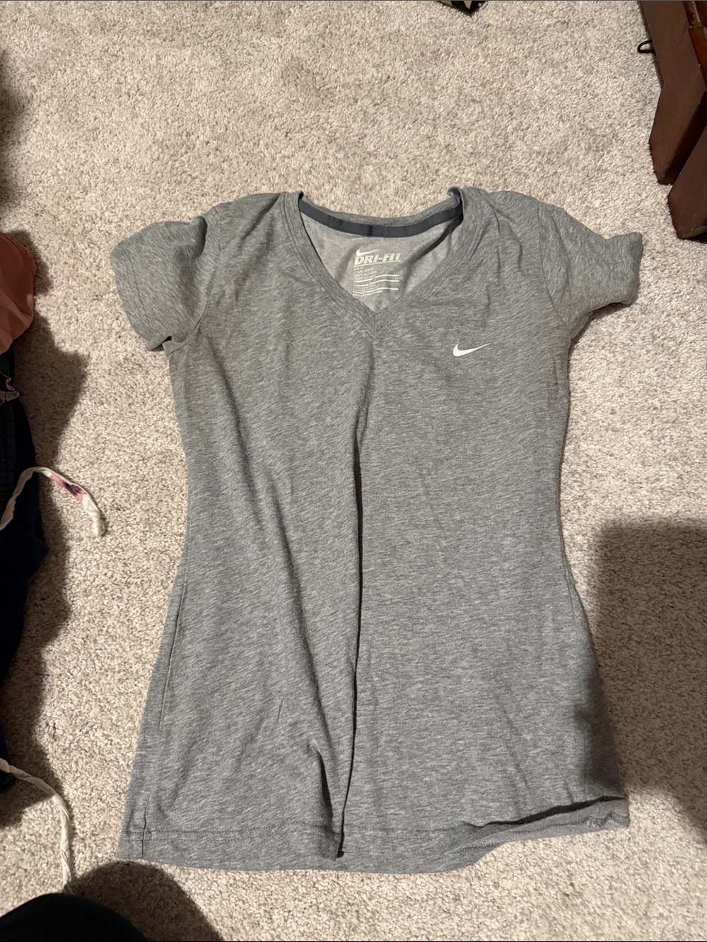 Nike Women's Heather Gray V-Neck Dri-FIT Tee